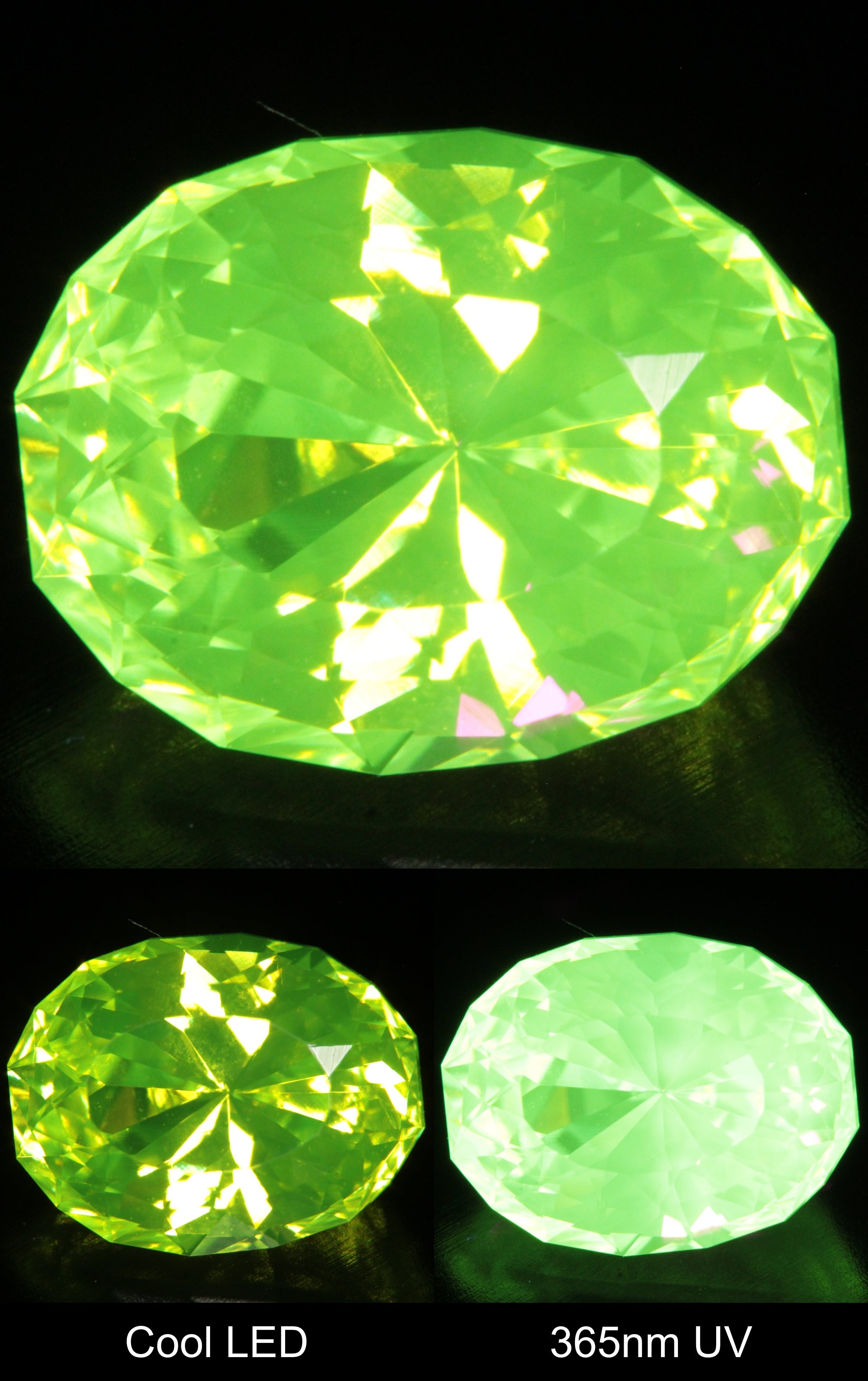 Neon Green Fluorescent LuAG Oval Gemstone