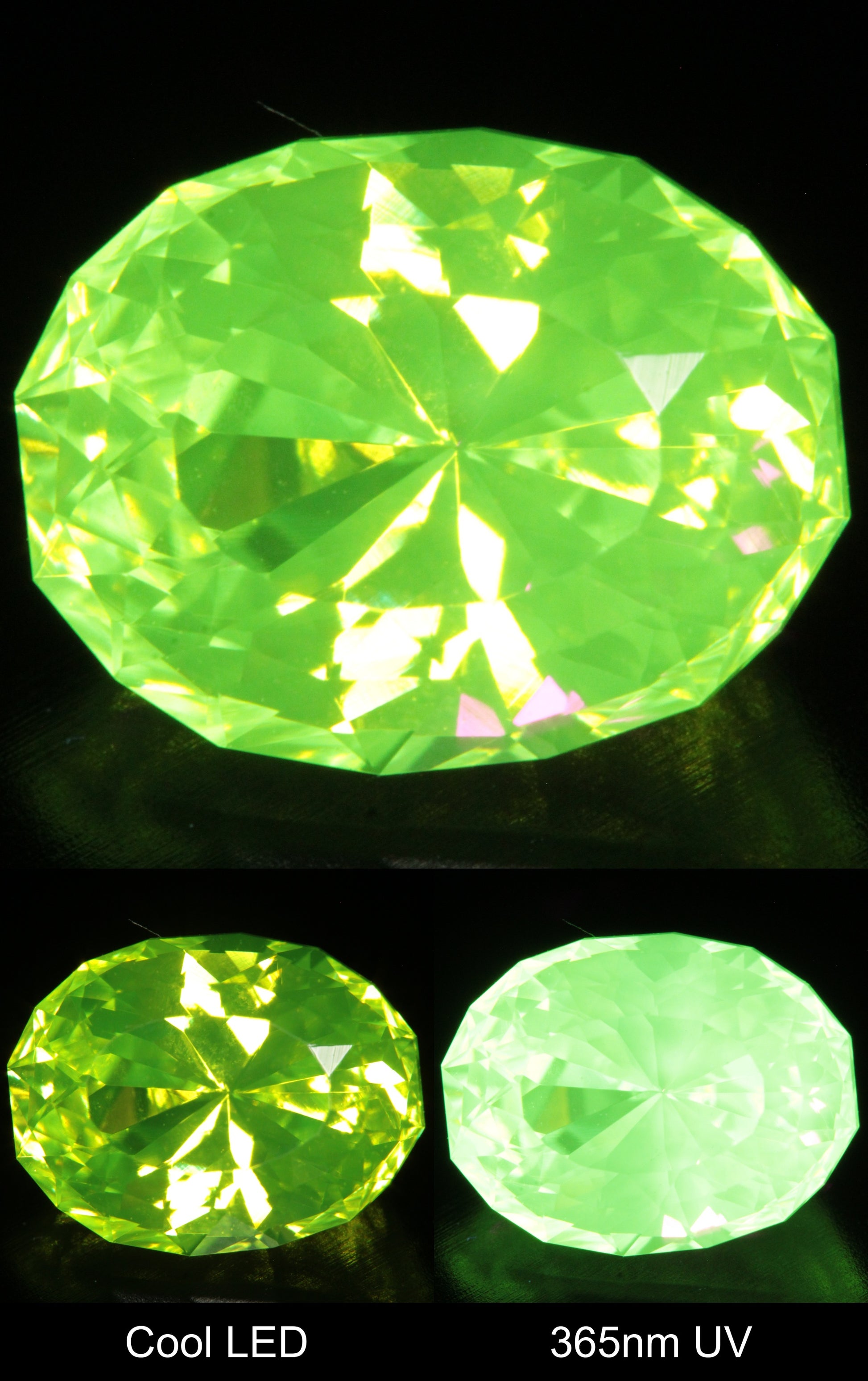 Neon Green Fluorescent LuAG Oval Gemstone