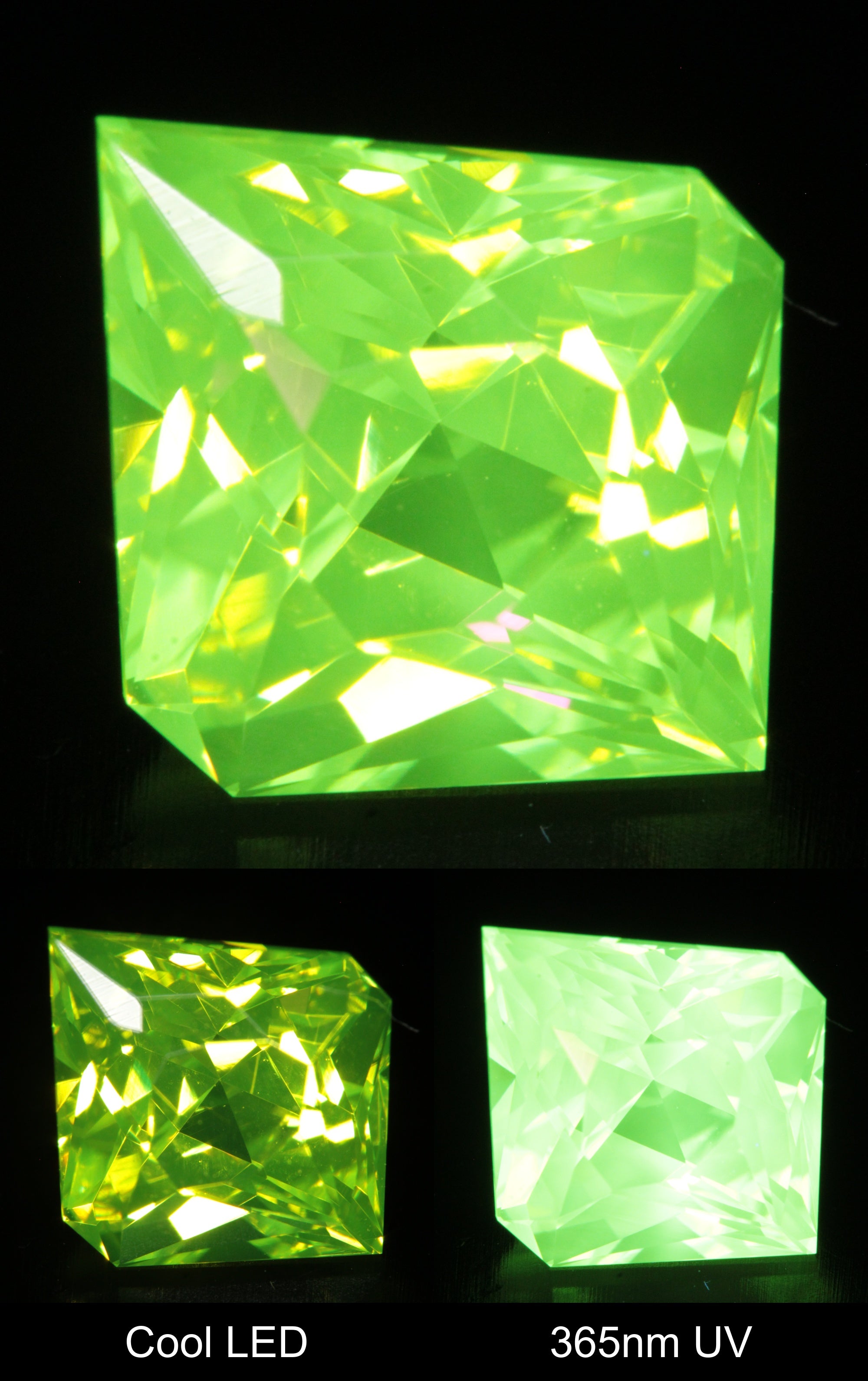 Neon Green Fluorescent LuAG Kite Gemstone