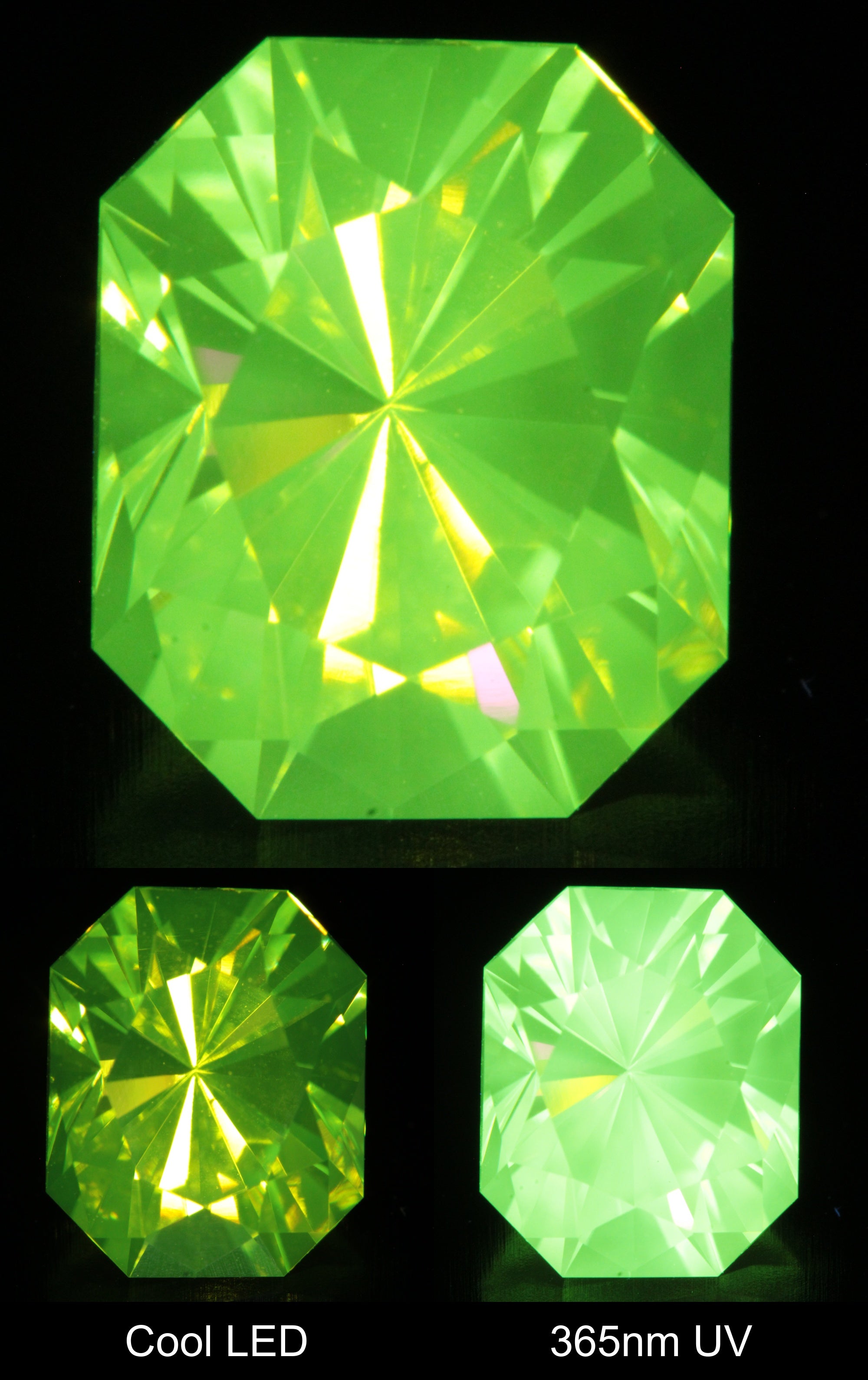 Neon Green Fluorescent LuAG Oval Cushion Gemstone
