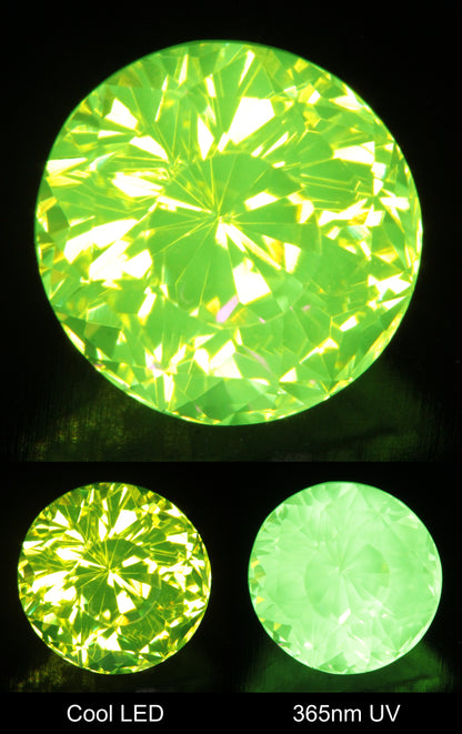 Neon Green Fluorescent LuAG Round Gemstone