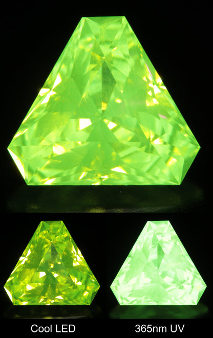 Neon Green Fluorescent LuAG Trillion Gemstone