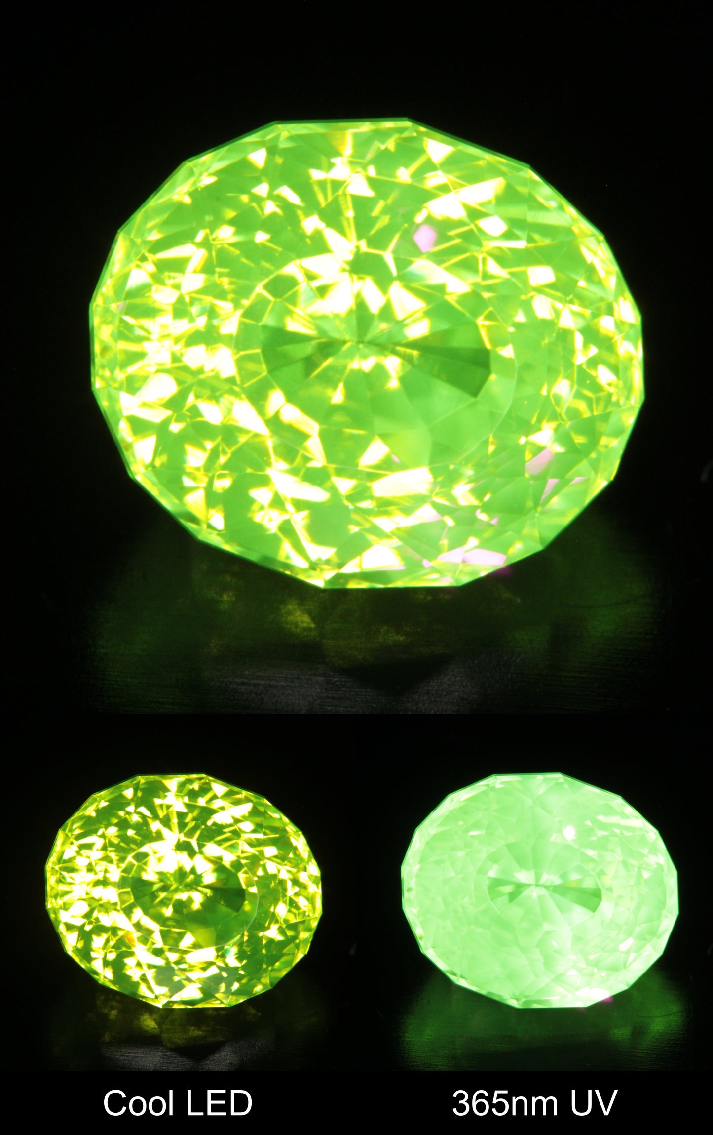 Neon Green Fluorescent LuAG Oval Gemstone