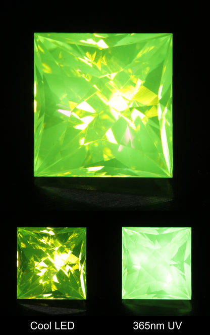 Neon Green Fluorescent LuAG Square Gemstone
