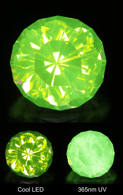 Neon Green Fluorescent LuAG Round Gemstone