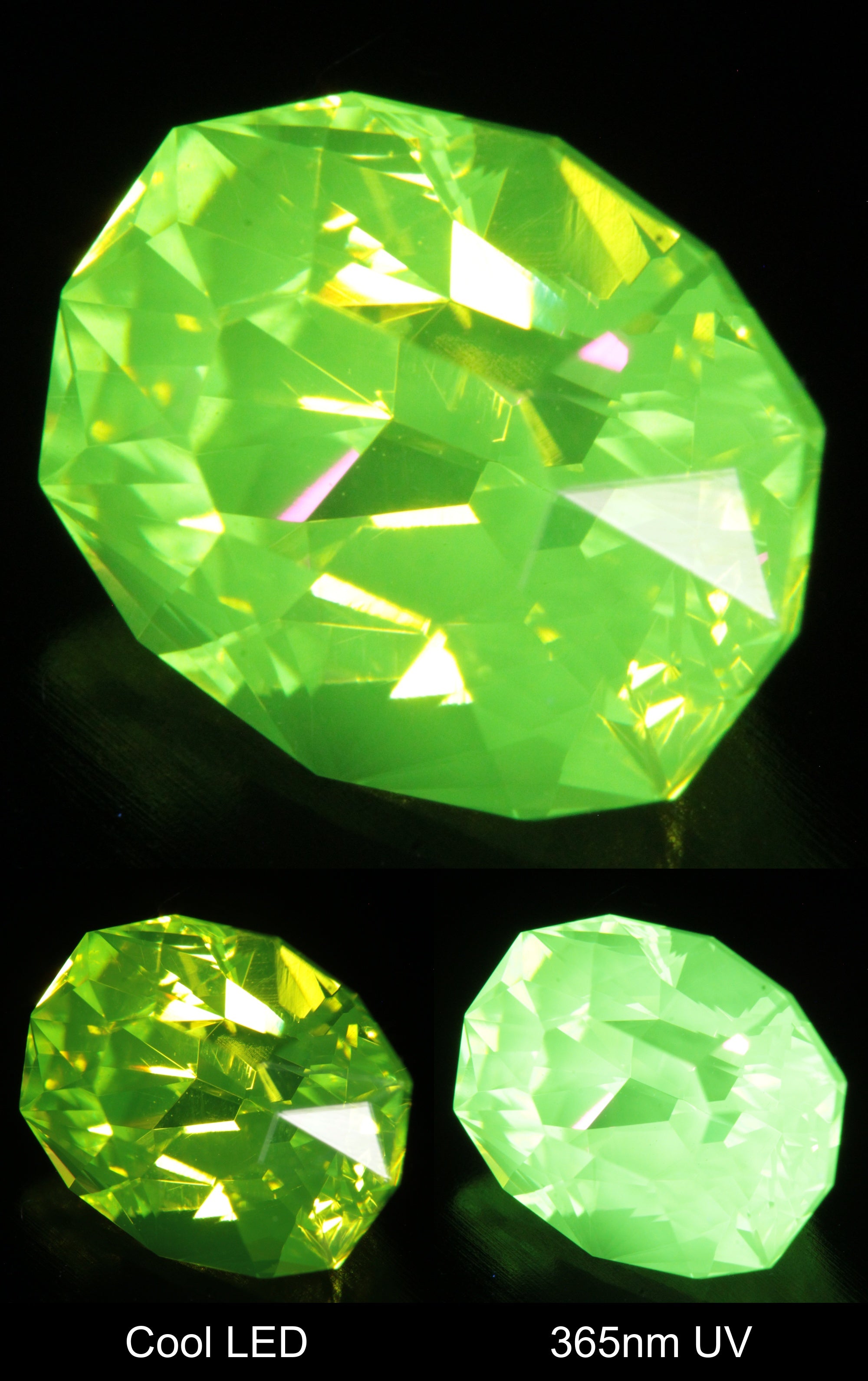 Neon Green Fluorescent LuAG Oval Cushion Gemstone