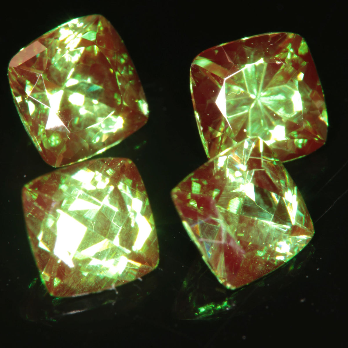 Green and Red “Space Laser” Chromium/Neodymium YAG Cushion