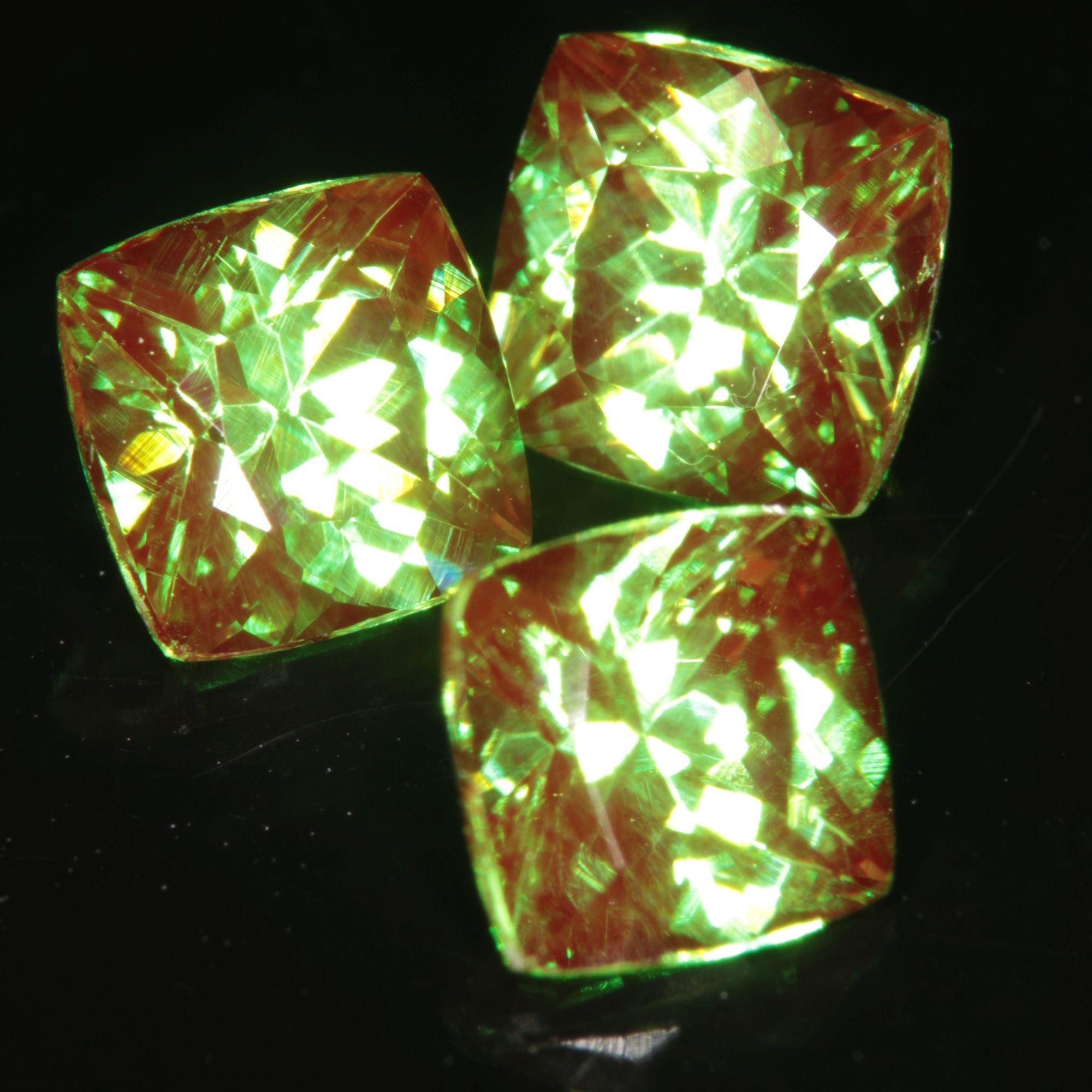 Green and Red “Space Laser” Chromium/Neodymium YAG Cushion