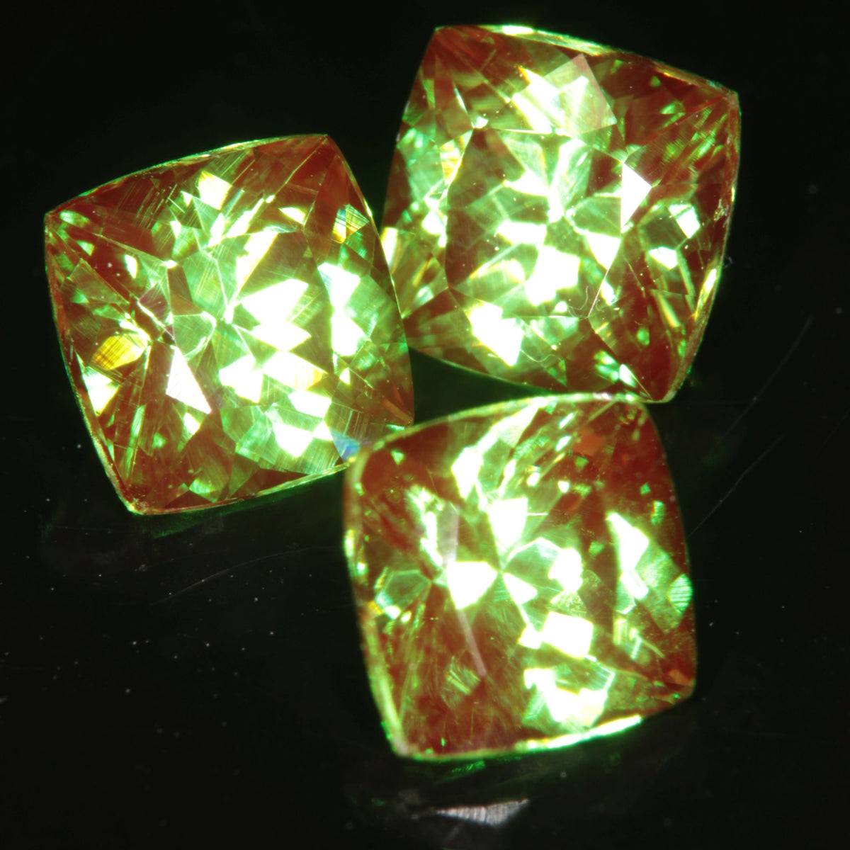 Green and Red “Space Laser” Chromium/Neodymium YAG Cushion