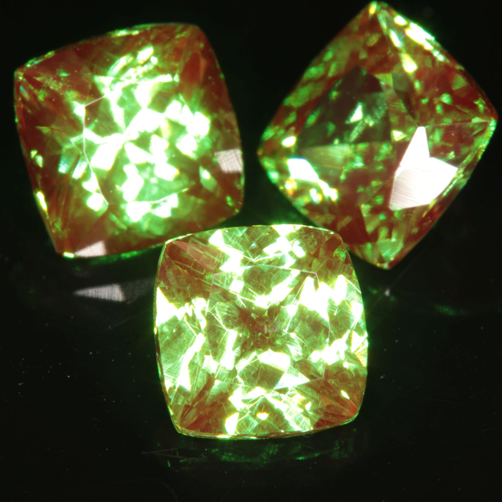 Green and Red “Space Laser” Chromium/Neodymium YAG Cushion