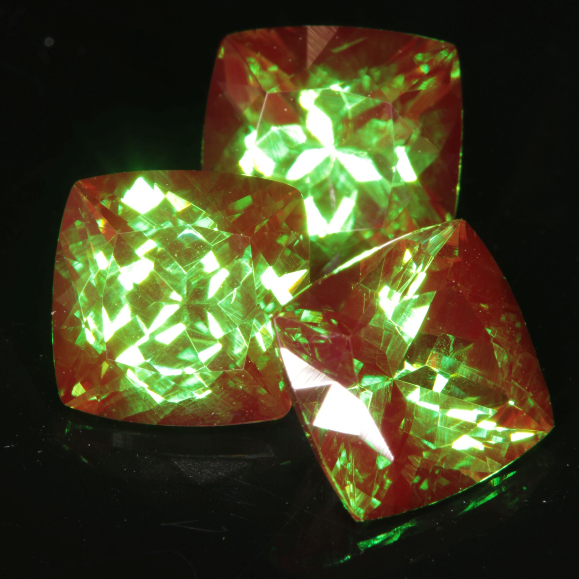 Green and Red “Space Laser” Chromium/Neodymium YAG Cushion