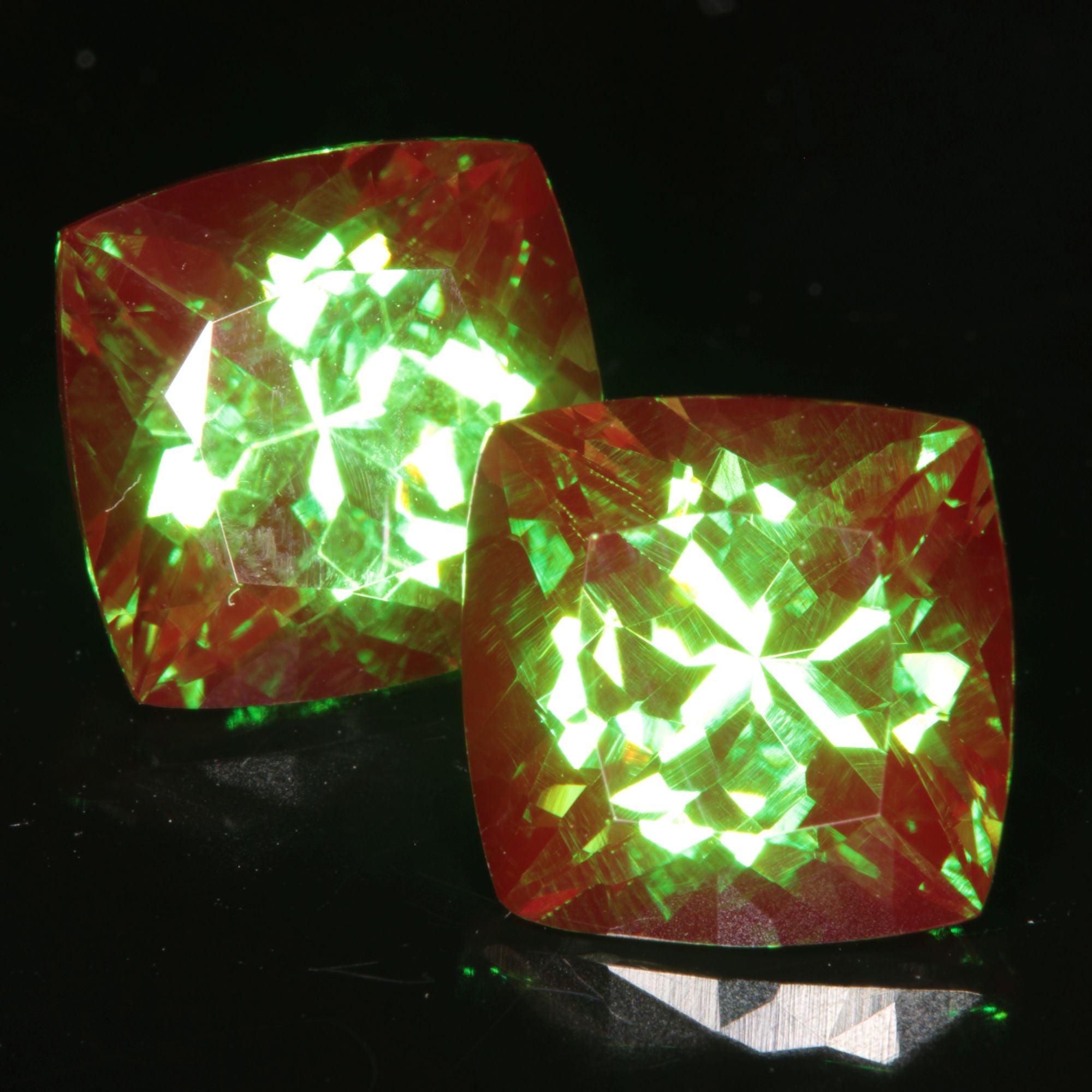 Green and Red “Space Laser” Chromium/Neodymium YAG Cushion