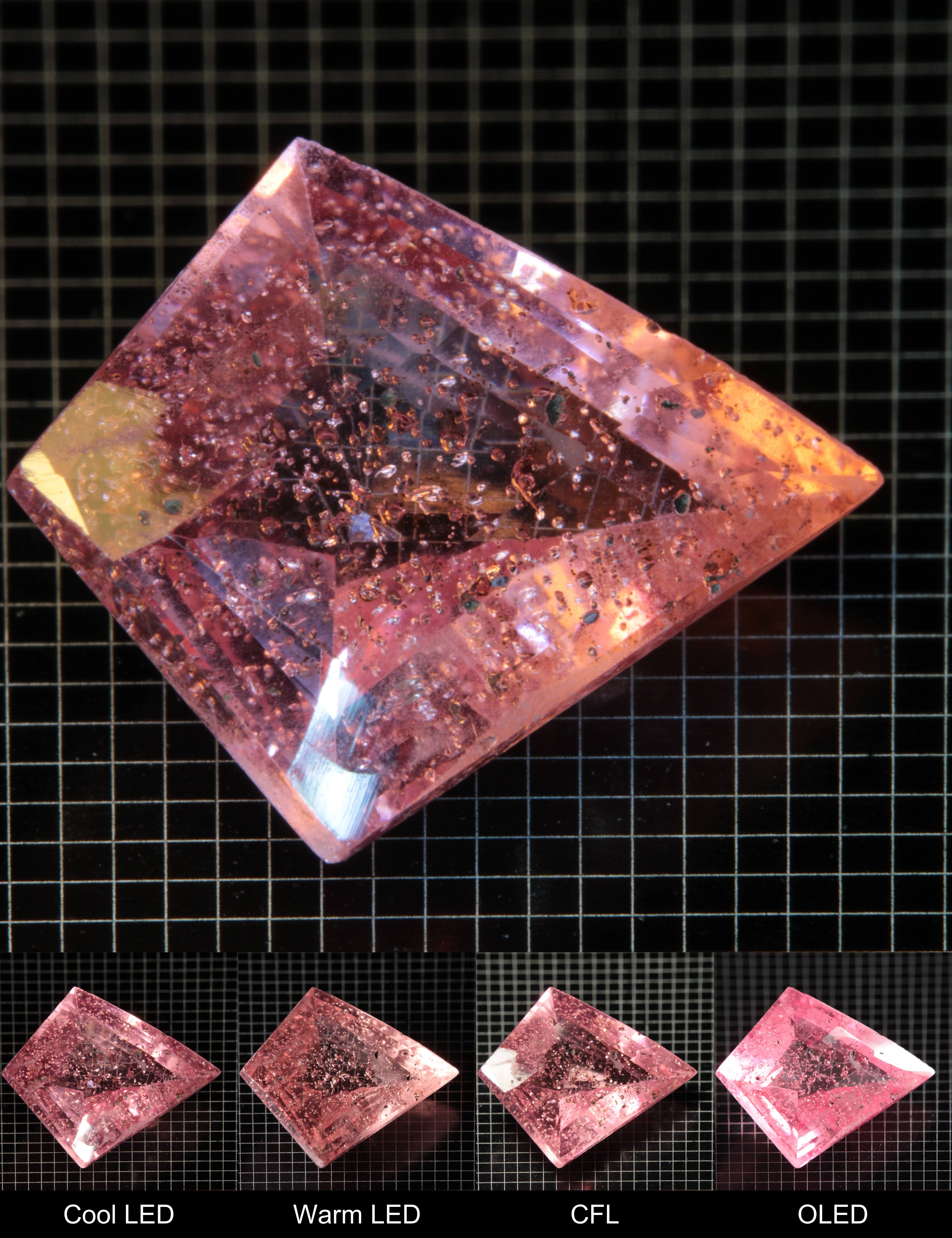 Faceted Checkerboard Quad Titanium Sapphire Cut Stone