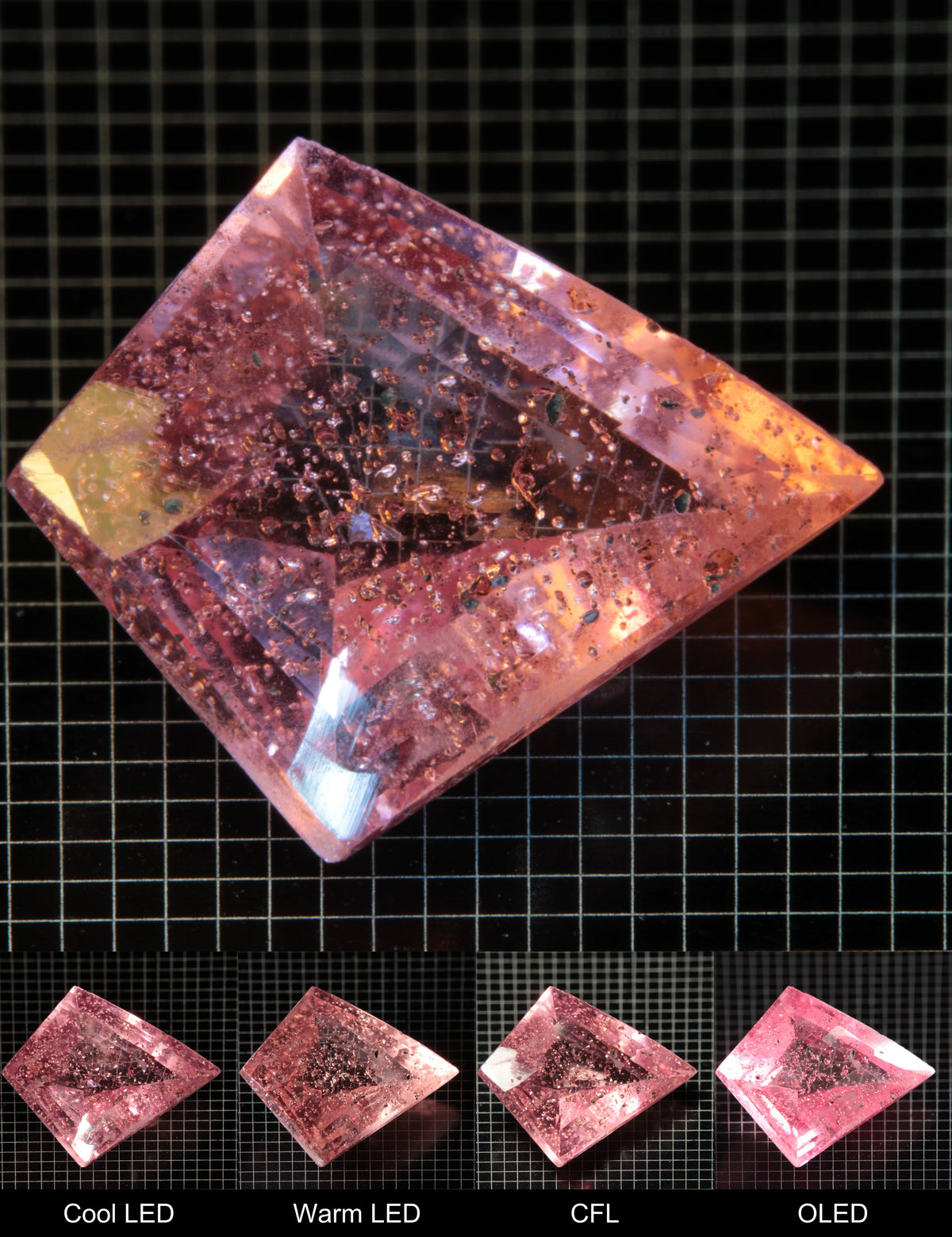 Faceted Checkerboard Quad Titanium Sapphire Cut Stone