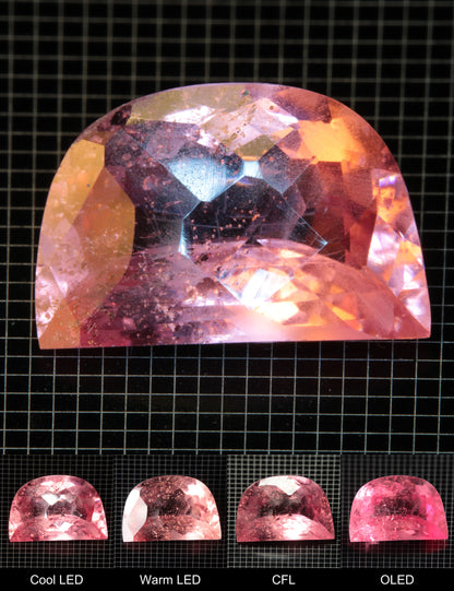 Faceted Checkerboard Semicircle Titanium Sapphire Cut Stone