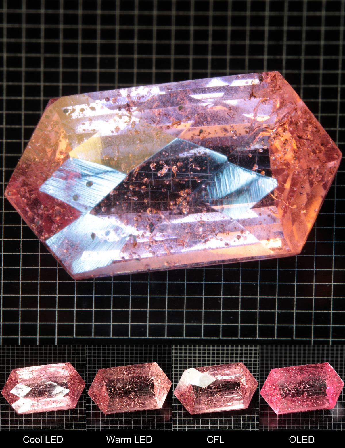 Faceted Checkerboard Long Hex Titanium Sapphire Cut Stone