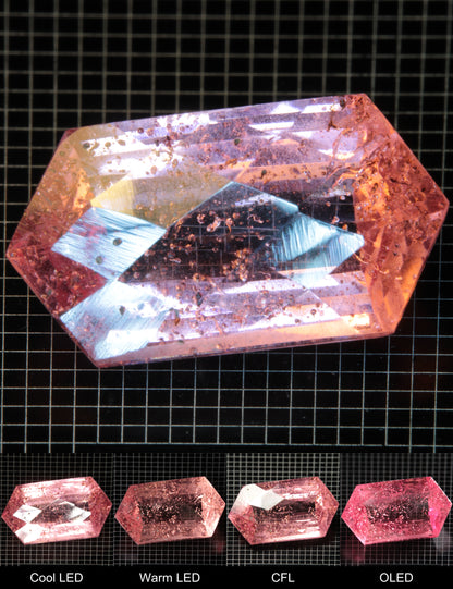 Faceted Checkerboard Long Hex Titanium Sapphire Cut Stone