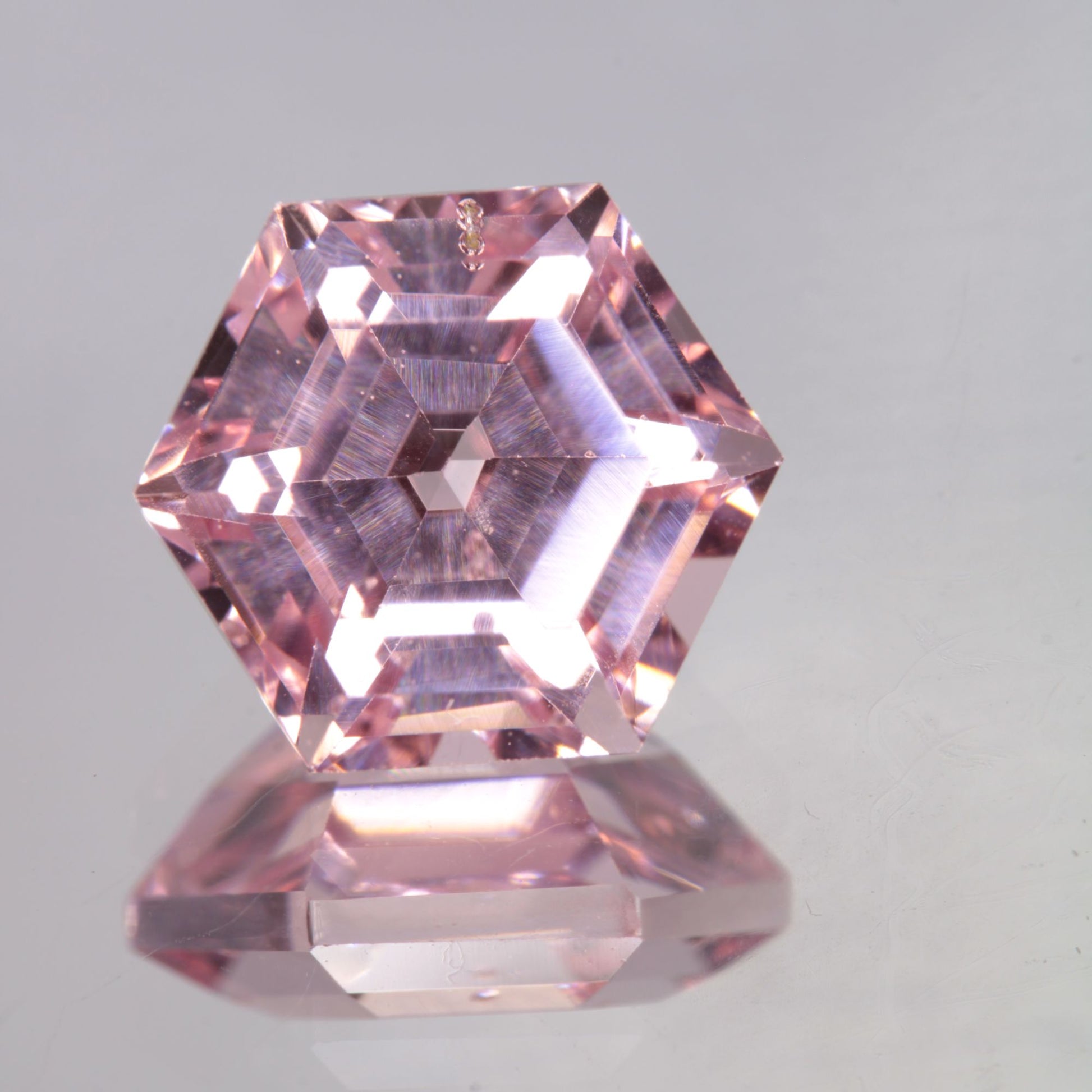 Faceted Titanium Sapphire Bubbly Hex Cut Gem