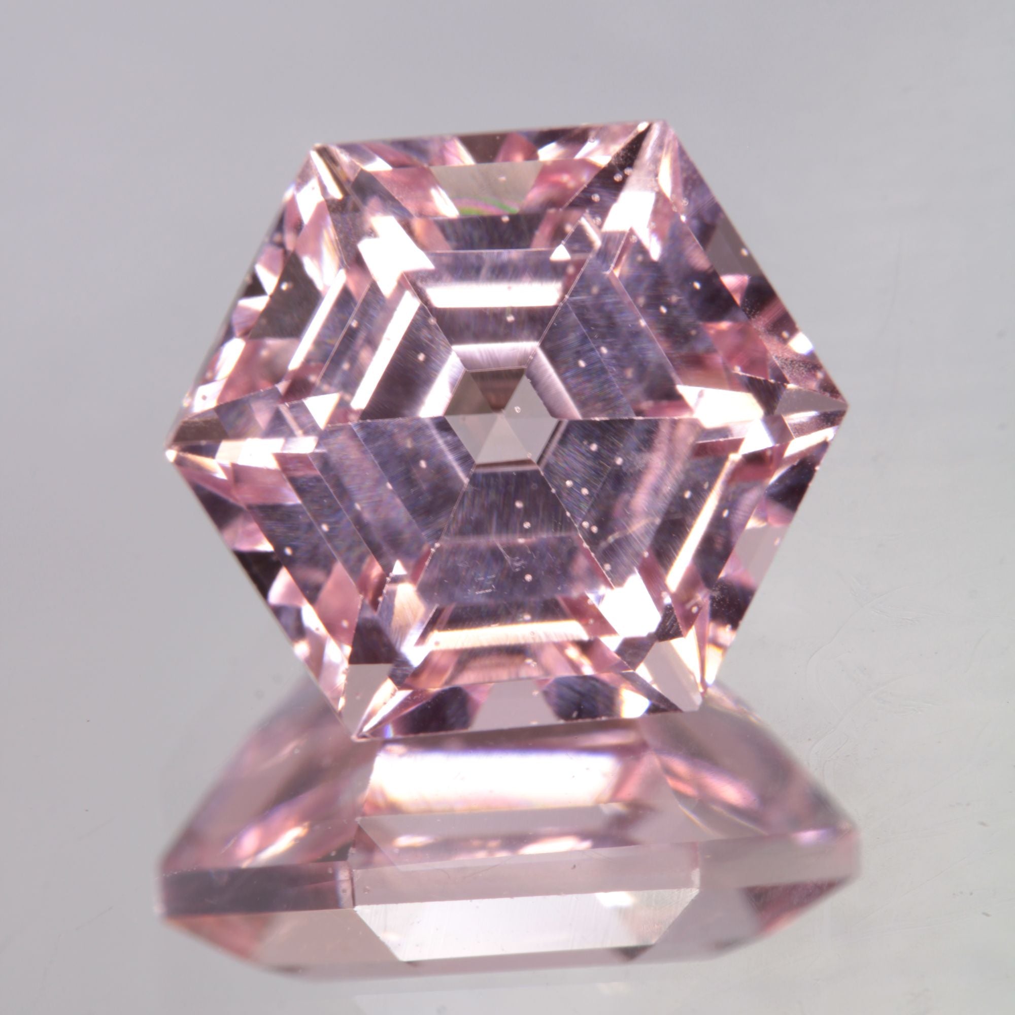 Faceted Titanium Sapphire Bubbly Hex Cut Gem