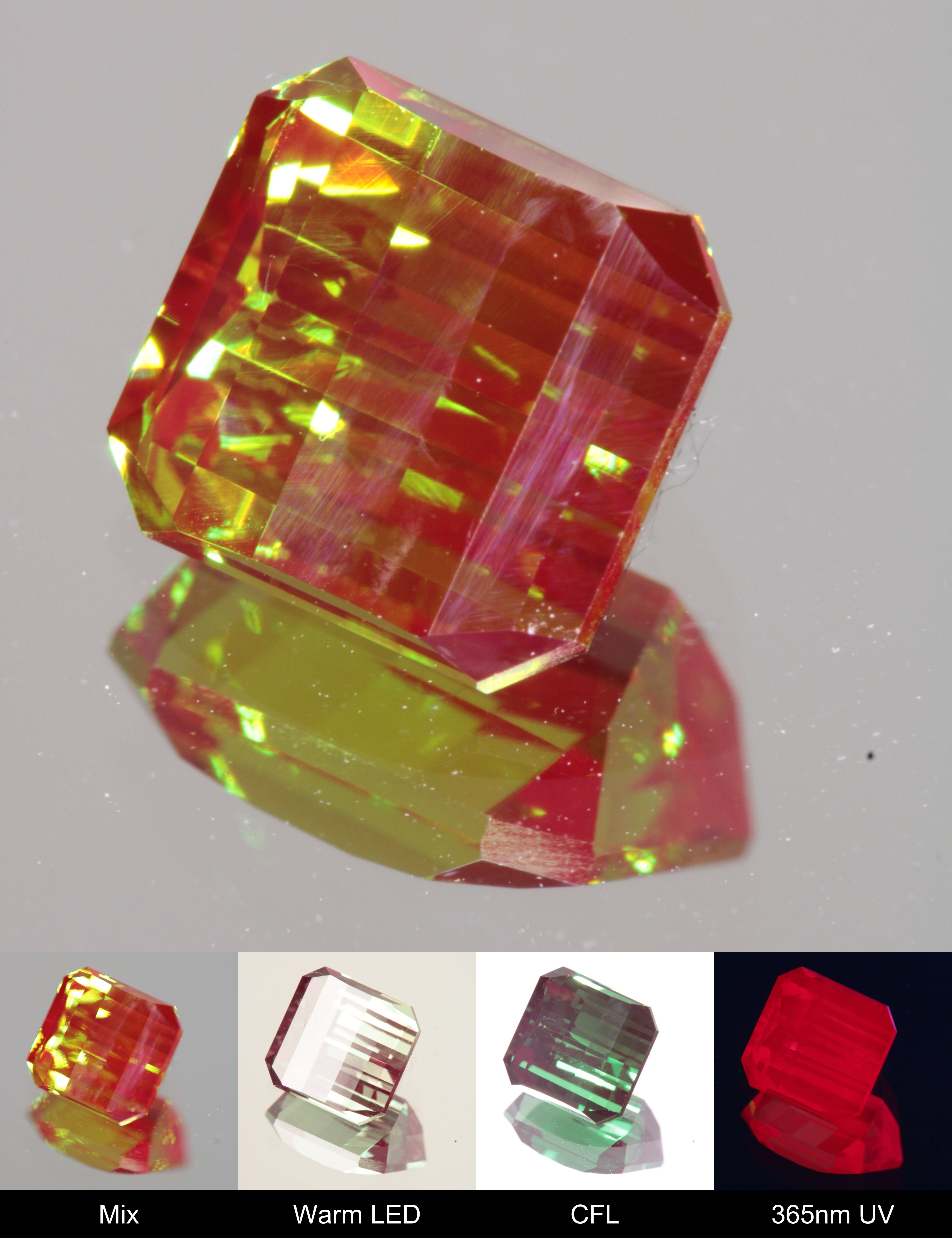 Faceted Pixel Cut Christmas Garnet