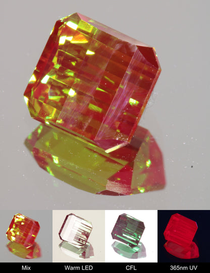 Faceted Pixel Cut Christmas Garnet