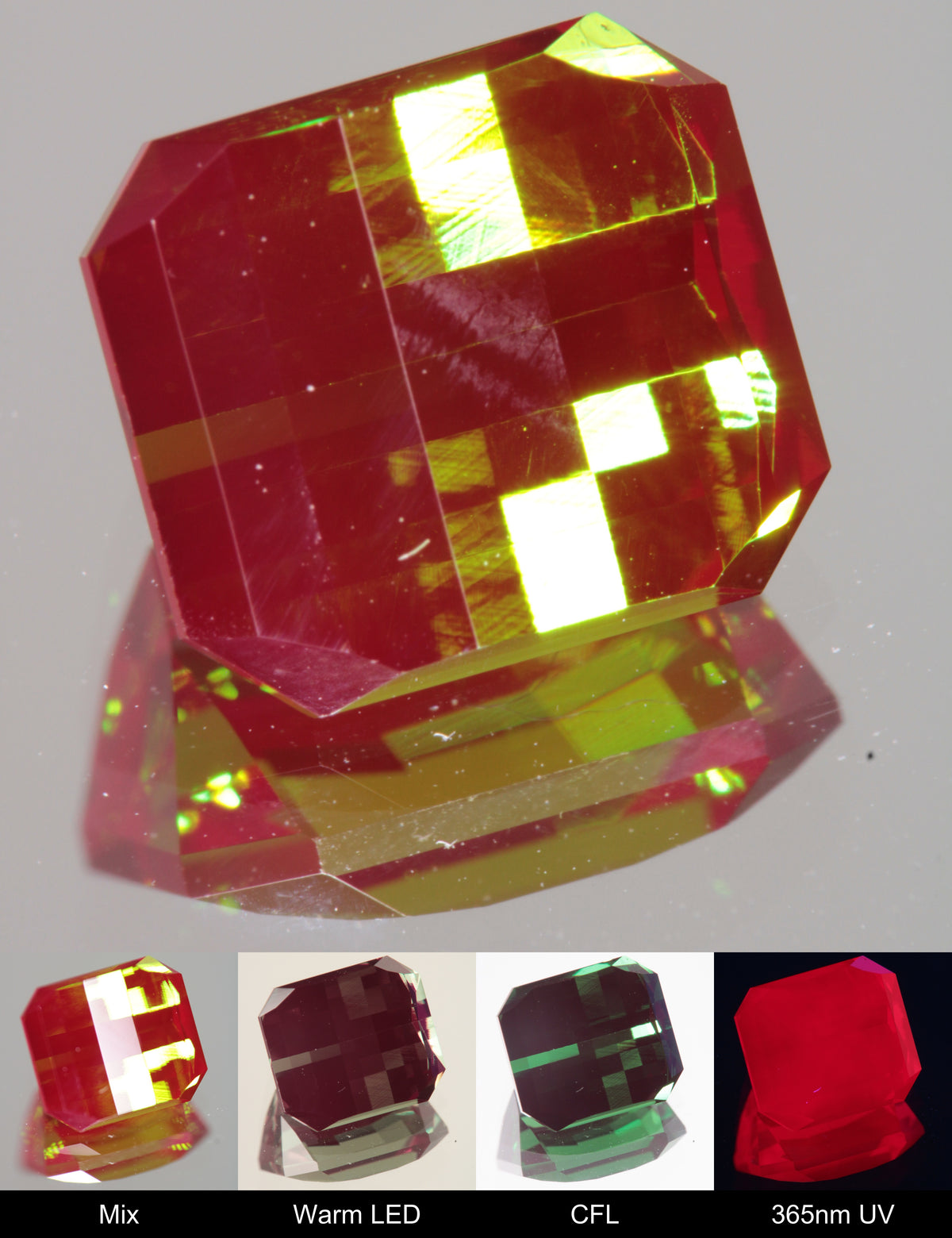 Faceted Pixel Cut Christmas Garnet
