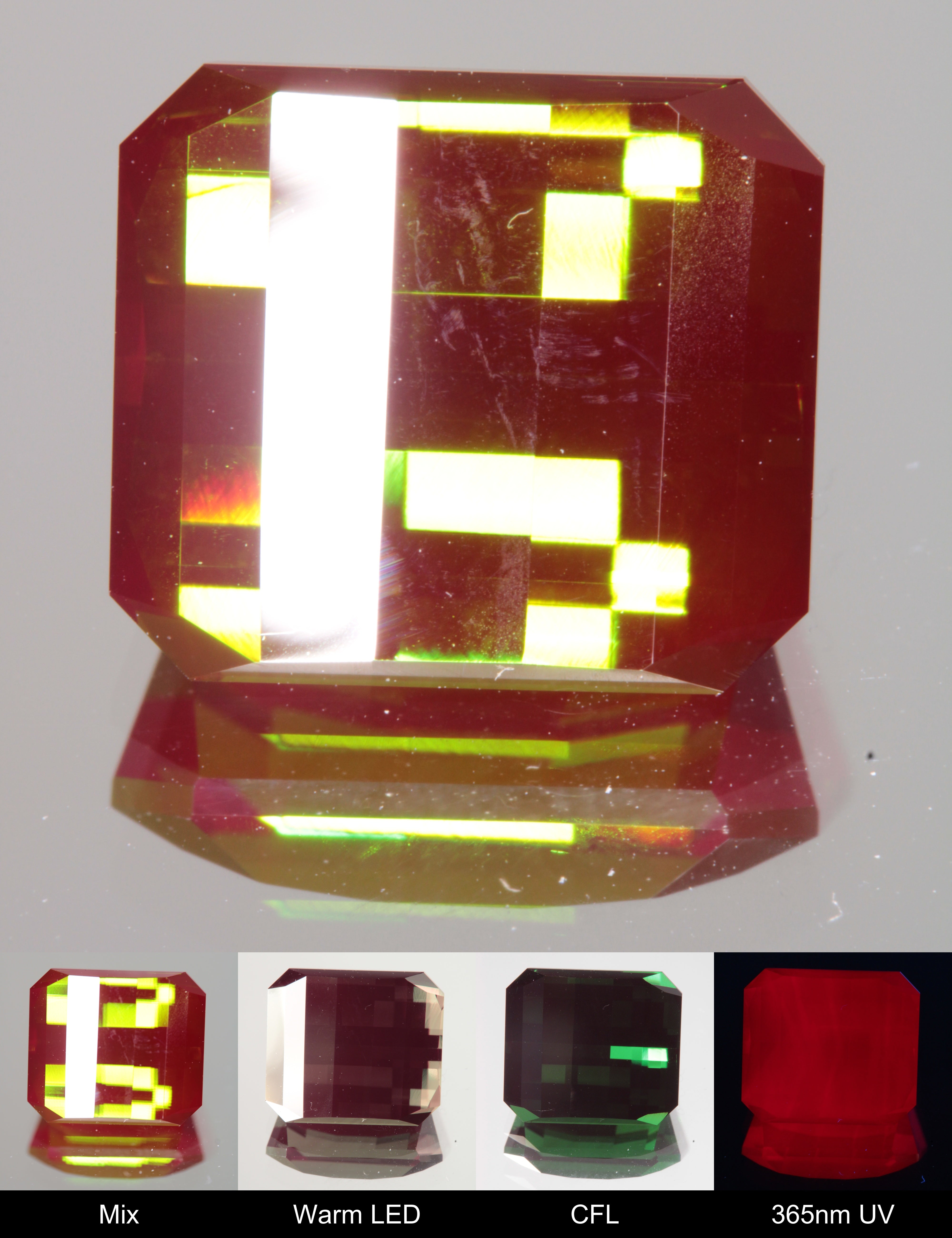 Faceted Pixel Cut Christmas Garnet