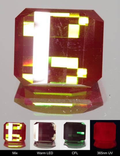 Faceted Pixel Cut Christmas Garnet