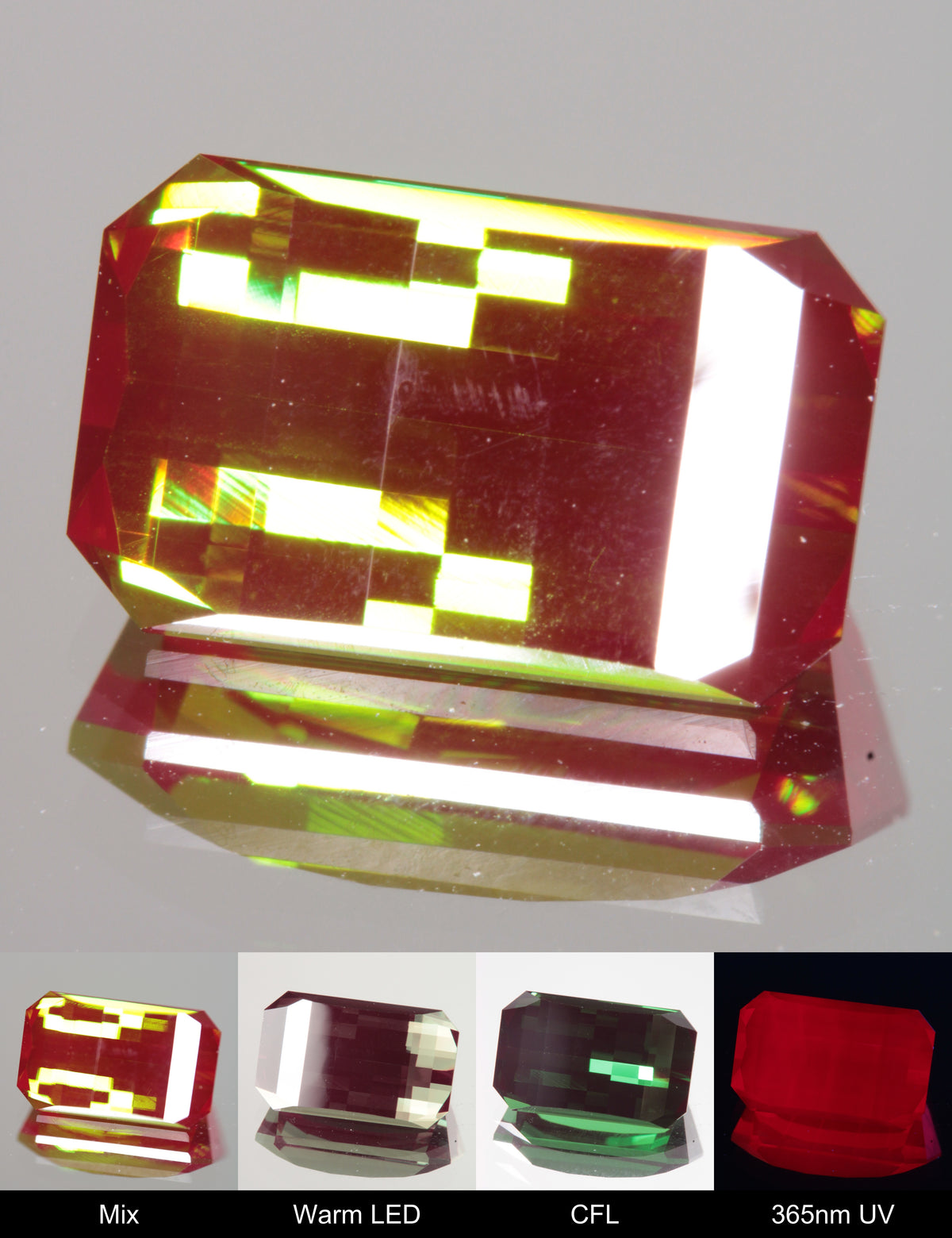 Faceted Pixel Cut Christmas Garnet
