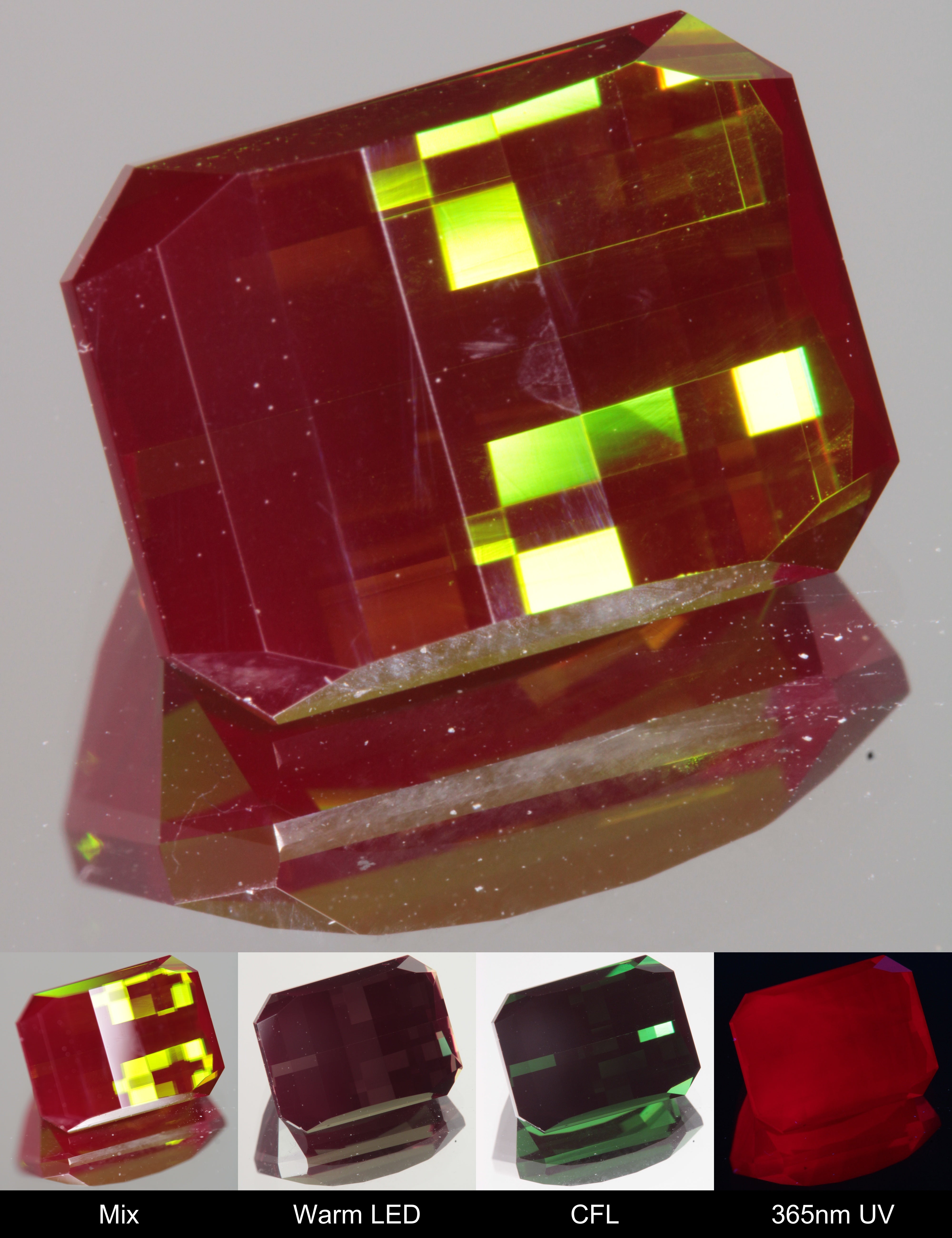 Faceted Pixel Cut Christmas Garnet