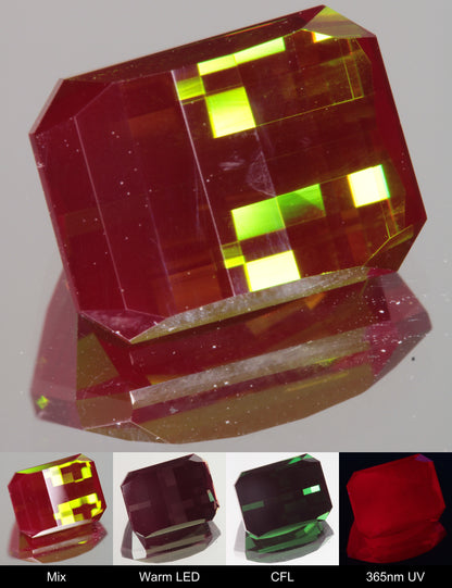 Faceted Pixel Cut Christmas Garnet