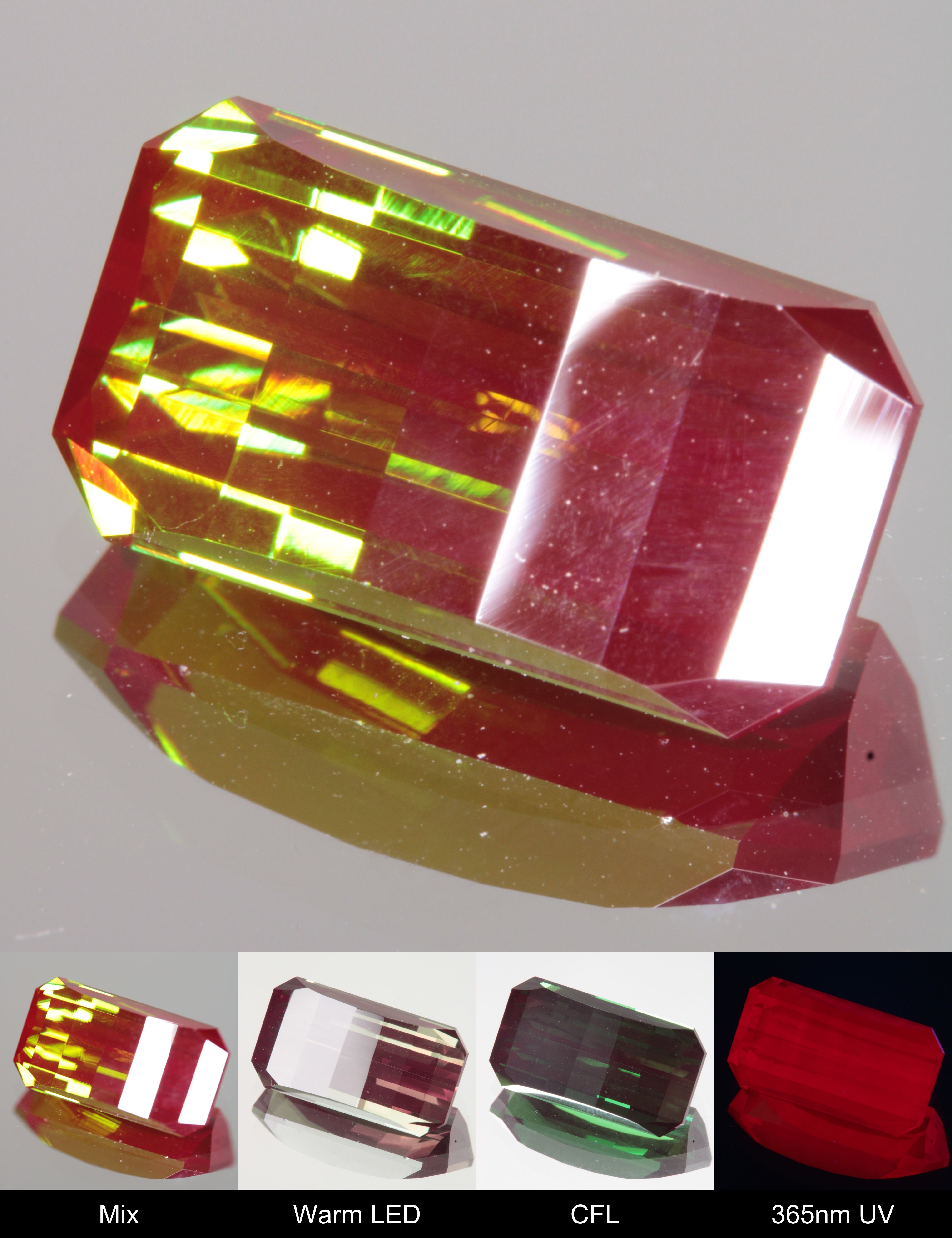 Faceted Pixel Cut Christmas Garnet