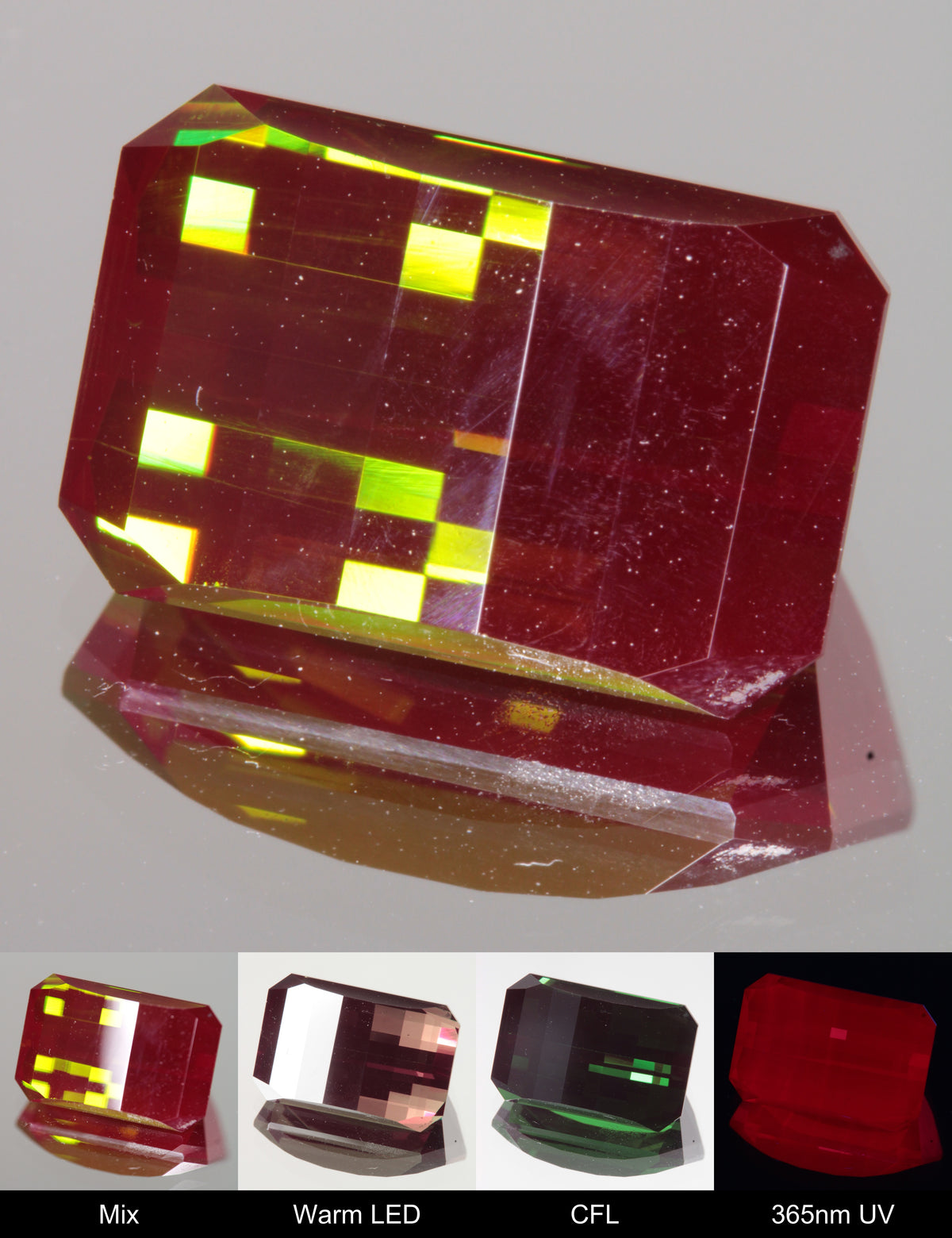 Faceted Pixel Cut Christmas Garnet