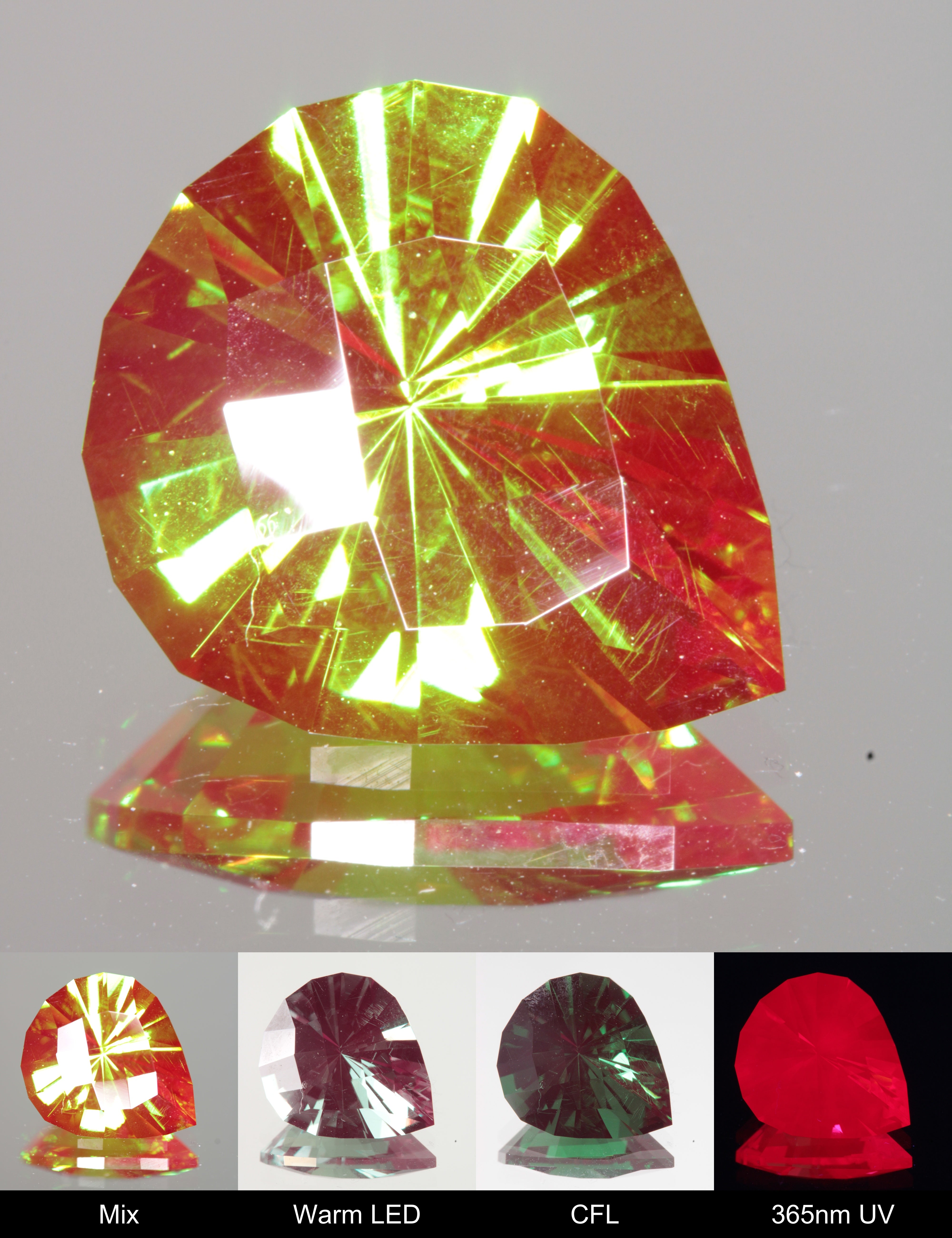 Faceted Checkered Pear Christmas Garnet