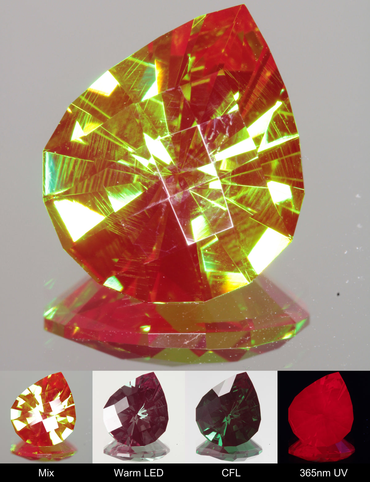 Faceted Checkered Pear Christmas Garnet