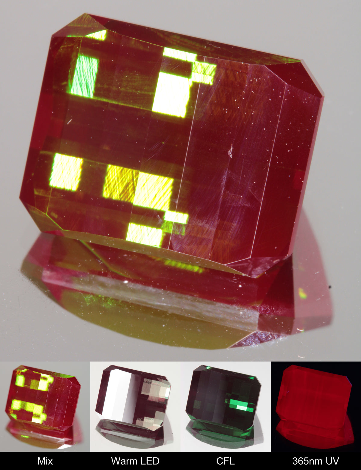 Faceted Pixel Cut Christmas Garnet