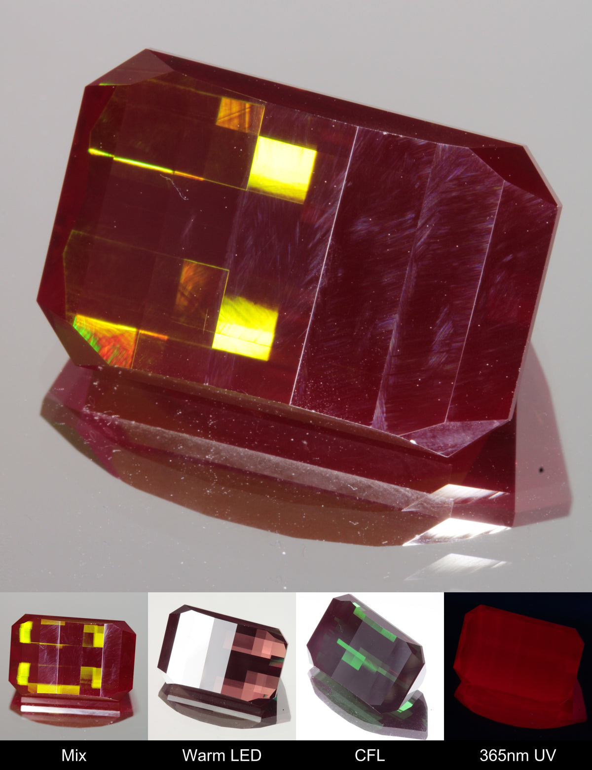 Faceted Pixel Cut Christmas Garnet