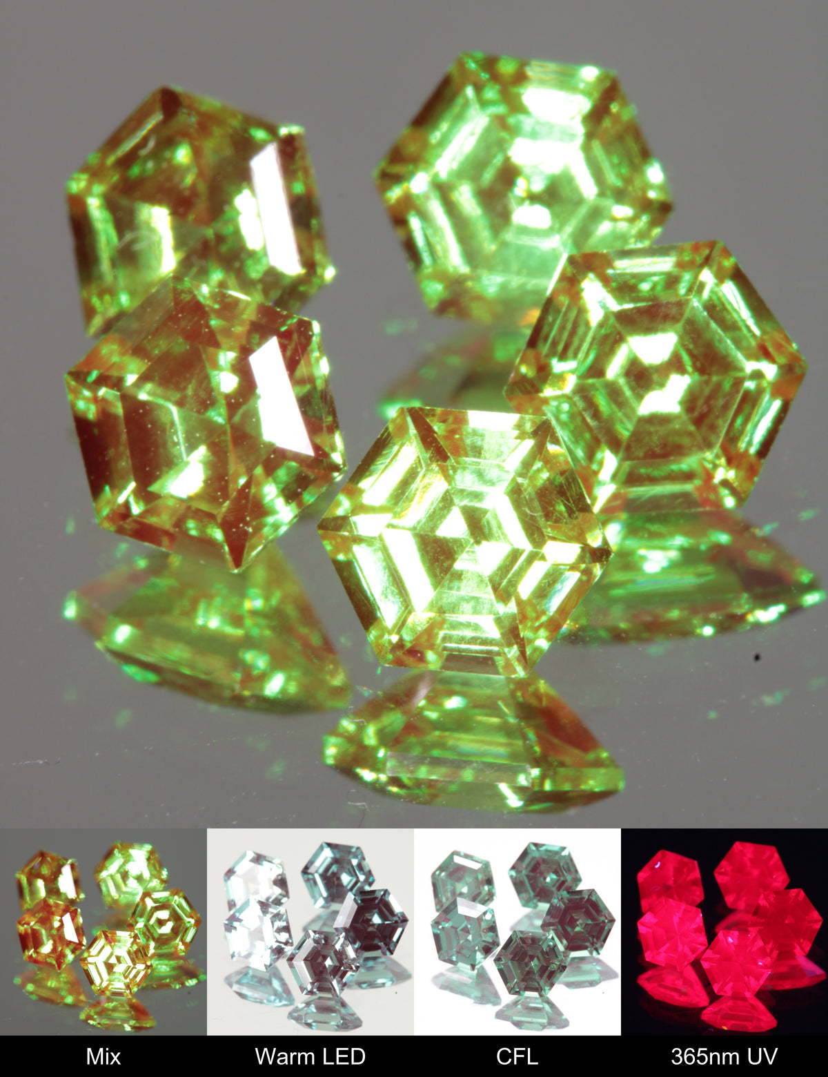 Faceted Christmas Garnet Hexagon Gemstone