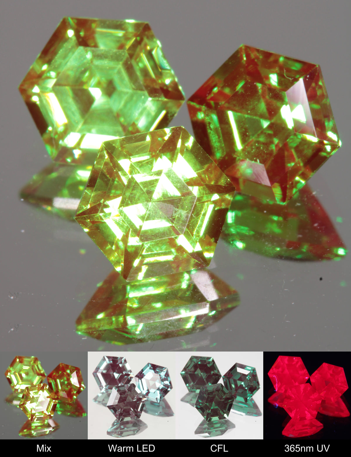 Faceted Christmas Garnet Hexagon Gemstone