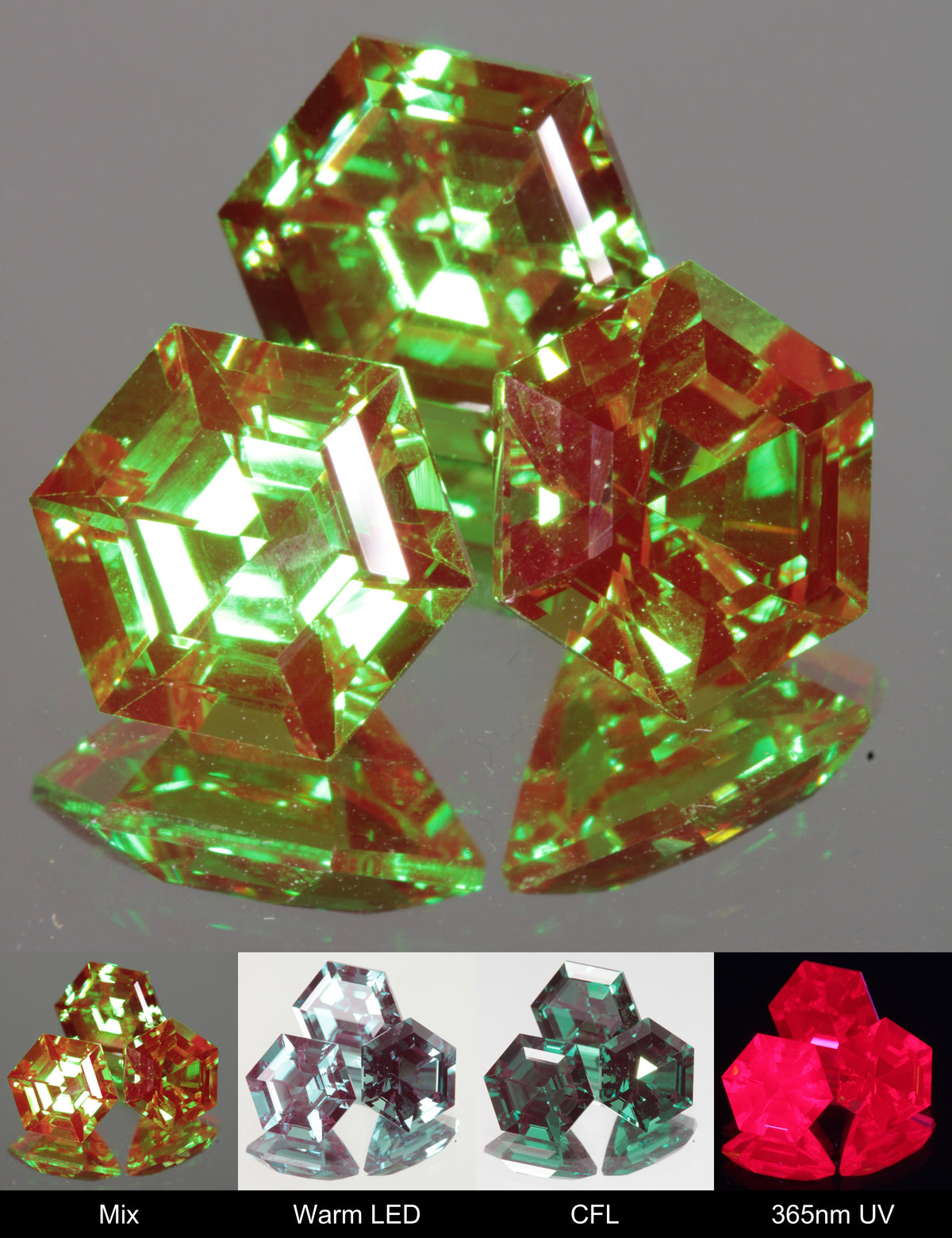 Faceted Christmas Garnet Hexagon Gemstone