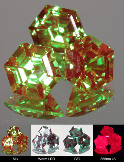 Faceted Christmas Garnet Hexagon Gemstone