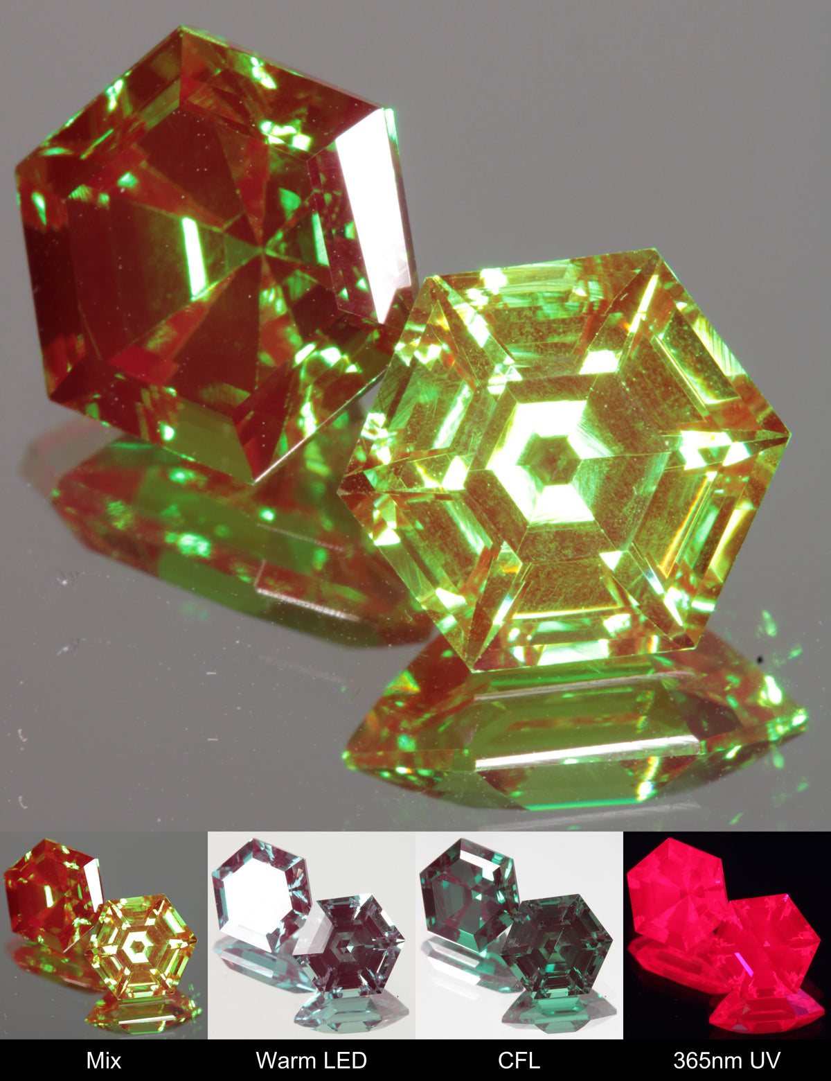 Faceted Christmas Garnet Hexagon Gemstone