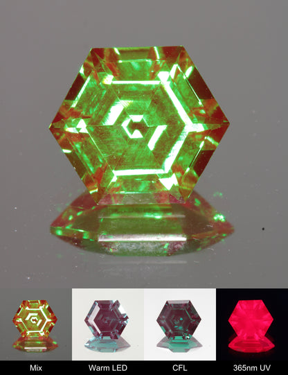 Faceted Christmas Garnet Hexagon Gemstone