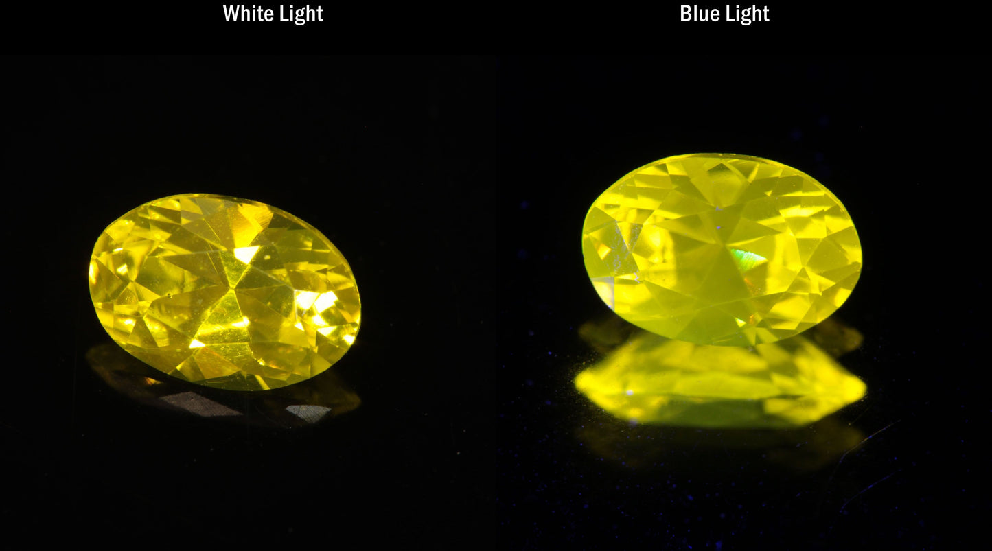 Bright Yellow Ce:YAG Oval Gemstone