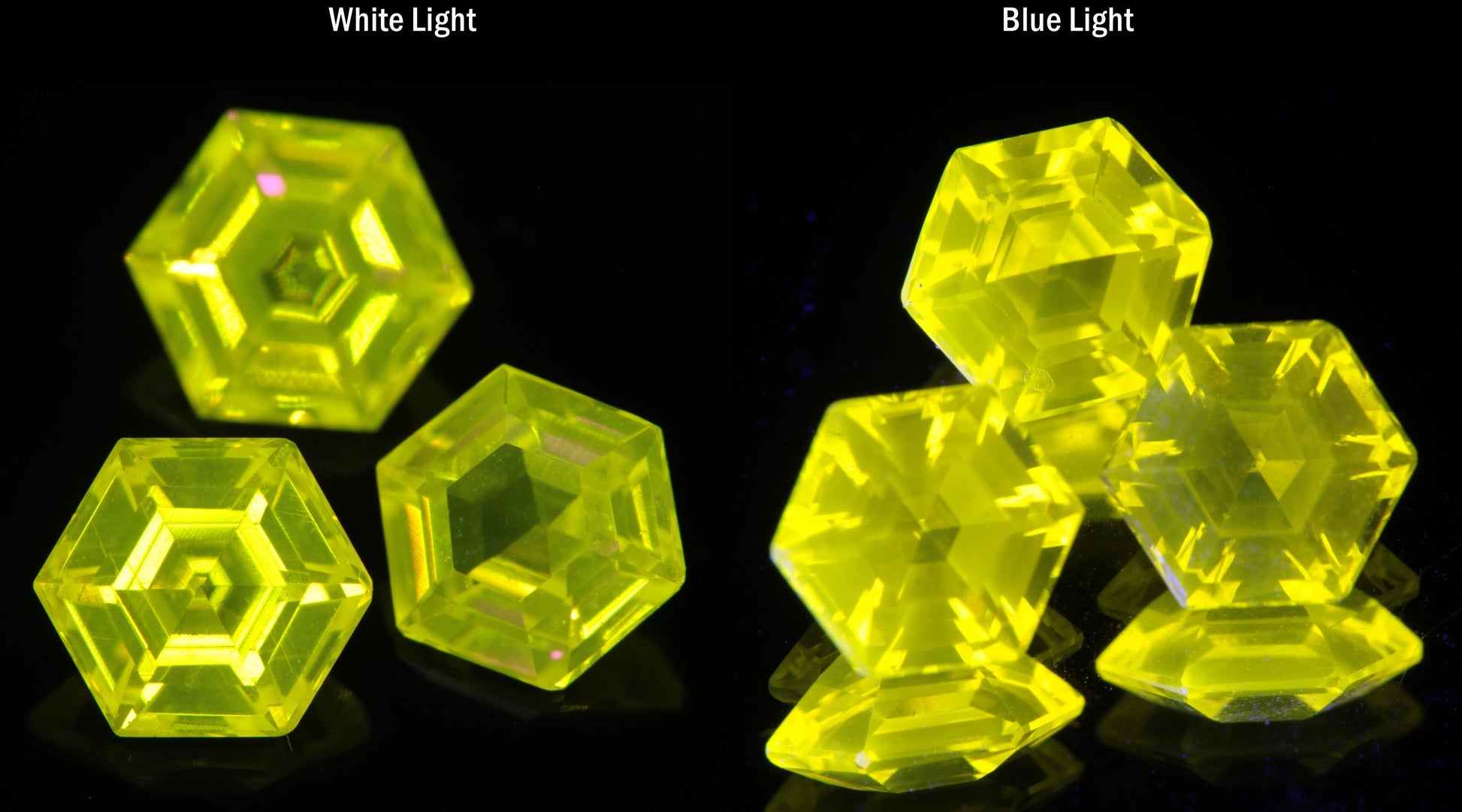 Bright Yellow Ce:YAG Hex Gemstone