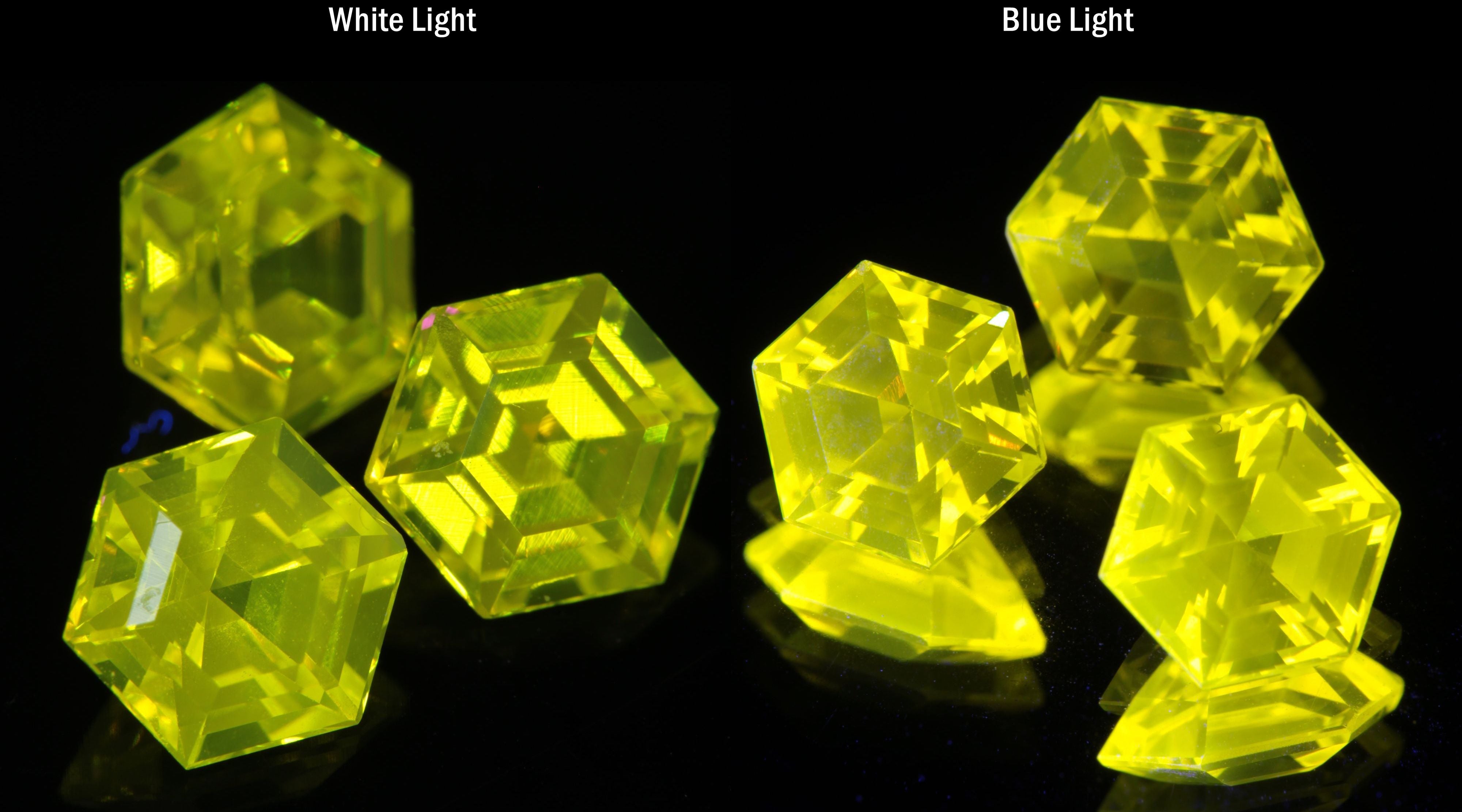 Bright Yellow Ce:YAG Hex Gemstone