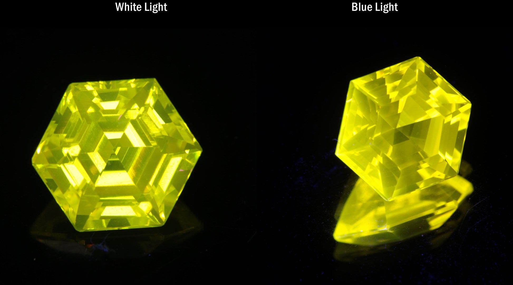 Bright Yellow Ce:YAG Hex Gemstone
