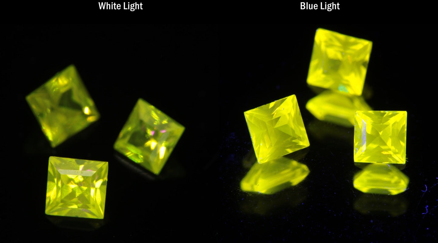 Bright Yellow Ce:YAG Square Gemstone