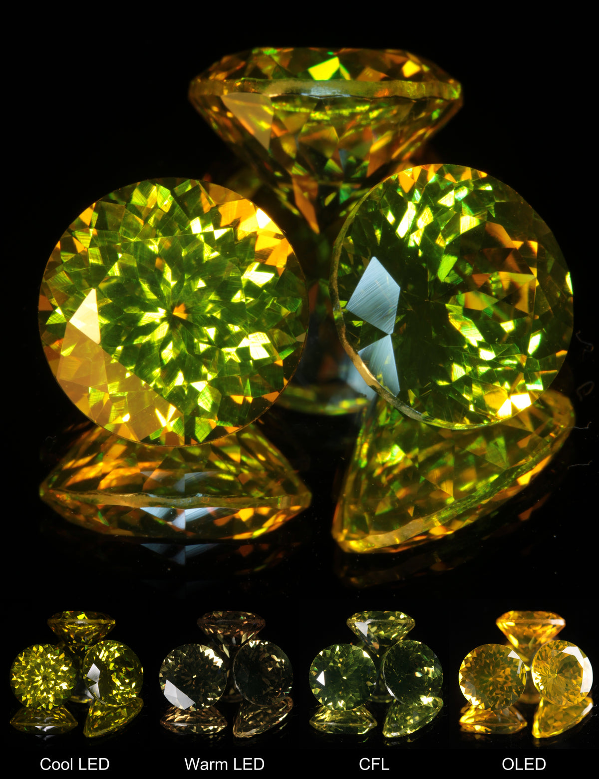 Golden Laser Garnet Faceted Stones, Ce+Nd YAG
