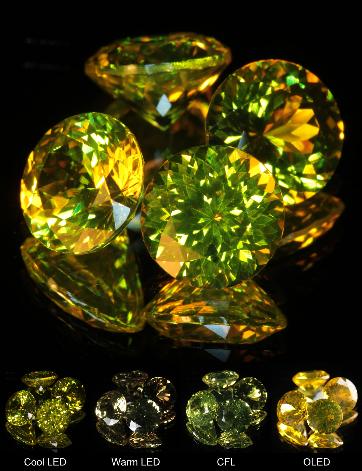Golden Laser Garnet Faceted Stones, Ce+Nd YAG